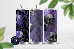 Lavender Gothic Skull Pattern, Purple Floral Skull Paper Product Image 2