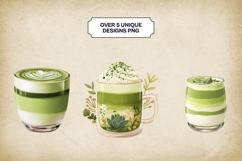 Matcha Latte Clipart Bundle 5 PNG Product Image 2
