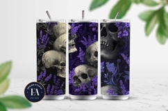 Lavender Gothic Skull Pattern, Purple Floral Skull Paper Product Image 2