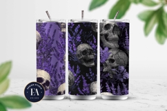 Lavender Gothic Skull Pattern, Purple Floral Skull Paper Product Image 2