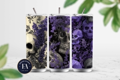 Lavender Gothic Skull Pattern, Purple Floral Skull Paper Product Image 2