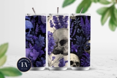Lavender Gothic Skull Pattern, Purple Floral Skull Paper Product Image 2