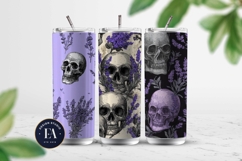 Lavender Gothic Skull Pattern, Purple Floral Skull Paper Product Image 2
