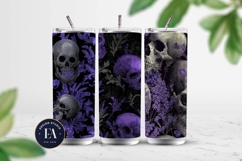 Lavender Gothic Skull Pattern, Purple Floral Skull Paper Product Image 2