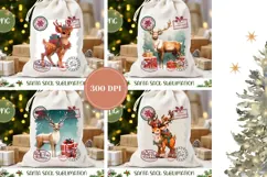 Cartoon Christmas Deer Santa Sack Designs, Kids Santa Sack Product Image 2