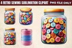 Retro Sewing Sublimation Clipart PNG Product Image 1
