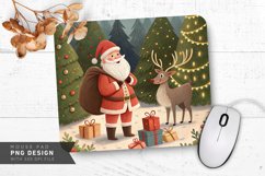 Santa and Reindeer with Bright Ornaments Mouse Pad PNG Product Image 1