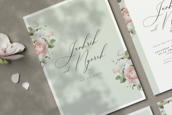 beautiful wedding card invitation set with roses flower Product Image 2