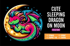 Cute Sleeping Dragon on Crescent Moon Product Image 2