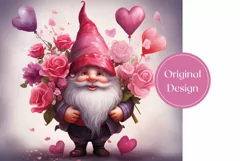 Valentines Tumbler Wrap Design PNG, Cute Gnome Tumbler PNG Product Image 2