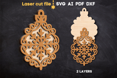 Christmas Ornament Snowflake SVG laser cut file for Glowforg Product Image 2