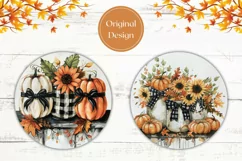 Watercolor Pumpkins Car Coasters, Sunflowers Car Coaster PNG Product Image 2
