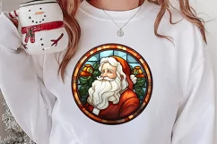 Stained Glass Painting Of Santa Clipart Sublimation Product Image 2