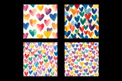 Watercolor Colorful Heart Digital Paper Patterns Product Image 2