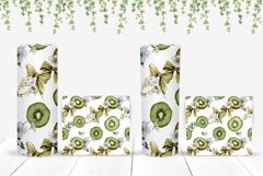 Watercolor Kiwi Tumbler Wrap, Cute Bows Tumbler Design Product Image 2