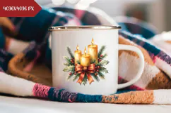 Cartoon Christmas Candles Illustration, Gold Christmas PNG Product Image 2