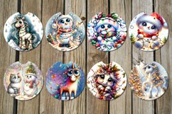 Christmas snowman &amp; unicorn | Car coaster &amp; key chain design Product Image 2