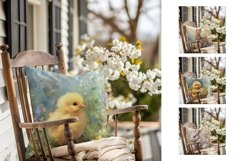 Floral Easter Pillow Design, Easter Chick Pillowcase PNG Product Image 2