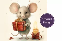Watercolor Christmas Tumbler, Christmas Mouse Tumbler Design Product Image 2