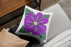 Tropical Purple Flower Leaf Embroidery Design Product Image 2