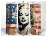 Retro American Girl Tumbler Sublimation Wrap Design 4th July Product Image 6