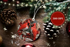 3D Christmas Ornament PNG, 3D Red Cardinal Ornament Design Product Image 2