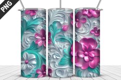 3D Flowers Tumbler Wrap | Sublimation Design | Tumble PNG Product Image 3