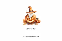 Watercolor Halloween gnome with pumpkins, Gnome PNG Product Image 2