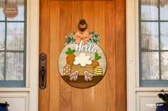 Hello Bunny Door Hanger Laser Cut | Wooden Door Sign Product Image 2