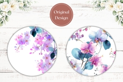 Watercolor Flowers Car Coasters, Flowers Round Coaster PNG Product Image 2