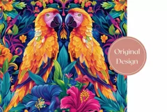 Ara Parrot Tumbler Wrap, Neon Tropical Leaves Tumbler Design Product Image 2
