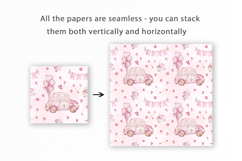 Pink Car with Balloons Seamless Pattern, Valentines paper Product Image 2