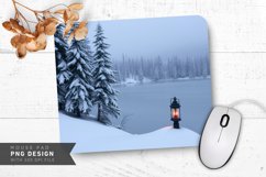 Frozen Lake and Snowy Trees Mouse Pad PNG Product Image 1