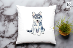 Watercolor Husky Puppy Illustration Clipart Sublimation PNG Product Image 2