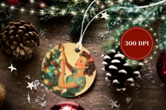 Retro Christmas Ornament, Retro Woman Ornament, Winter PNG Product Image 2