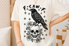 F-Caw-F Svg, Floral Skull Svg, Funny Halloween Crow Svg. Product Image 2