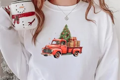 Red Christmas Truck Sublimation Clipart, Christmas PNG Product Image 2