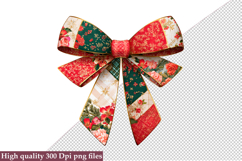 Christmas Patchwork Bow Clipart PNG Product Image 1