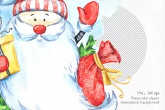 Cartoon Santa Claus with gifts. New Year holidays clipart Product Image 3
