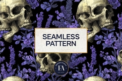 Lavender Gothic Skull Pattern, Purple Floral Skull Paper Product Image 3