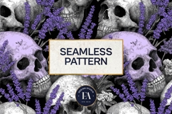 Lavender Gothic Skull Pattern, Purple Floral Skull Paper Product Image 3