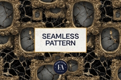 Cracked Mirror Frame Pattern | Black Gold Baroque Product Image 3