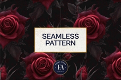 Gothic Rose Digital Paper, Dark Floral Seamless Pattern Product Image 3