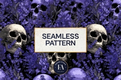 Lavender Gothic Skull Pattern, Purple Floral Skull Paper Product Image 3