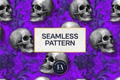 Lavender Gothic Skull Pattern, Purple Floral Skull Paper Product Image 3