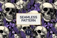 Lavender Gothic Skull Pattern, Purple Floral Skull Paper Product Image 3