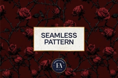Gothic Rose Digital Paper, Dark Floral Seamless Pattern Product Image 3