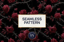 Gothic Rose Digital Paper, Dark Floral Seamless Pattern Product Image 3