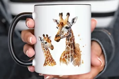 Watercolor Mom and Baby Giraffe PNG Clipart Product Image 3