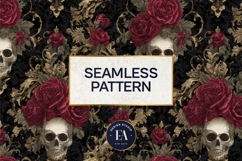 Gothic Baroque Damask Pattern | Dark Floral Skulls Product Image 3